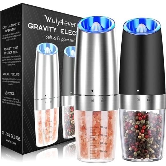 Kitchen | 2 Pack Gravity Electric Salt And Pepper Grinder Set Automatic ...